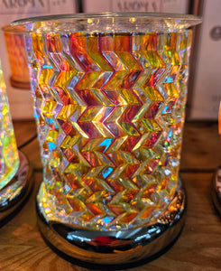 Electric Wax Melter Glass lustre zigzag design 18cm