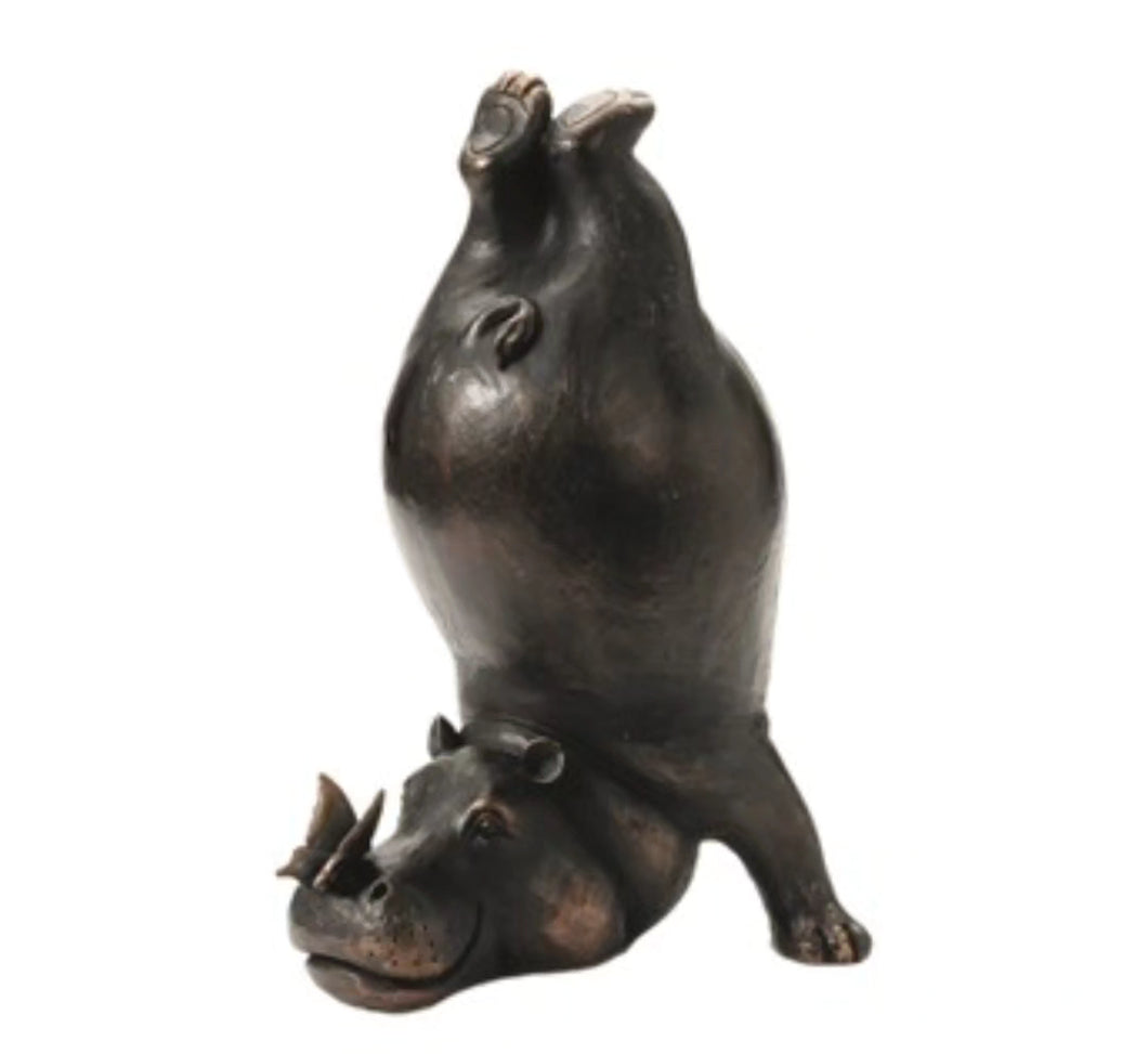 Garden yoga hippo with butterfly