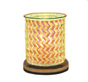 Electric Wax Melter Glass lustre zigzag design 18cm