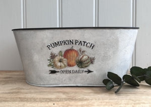 Pumpkin Patch Embossed Vintage Zinc Oval Planter 27cm