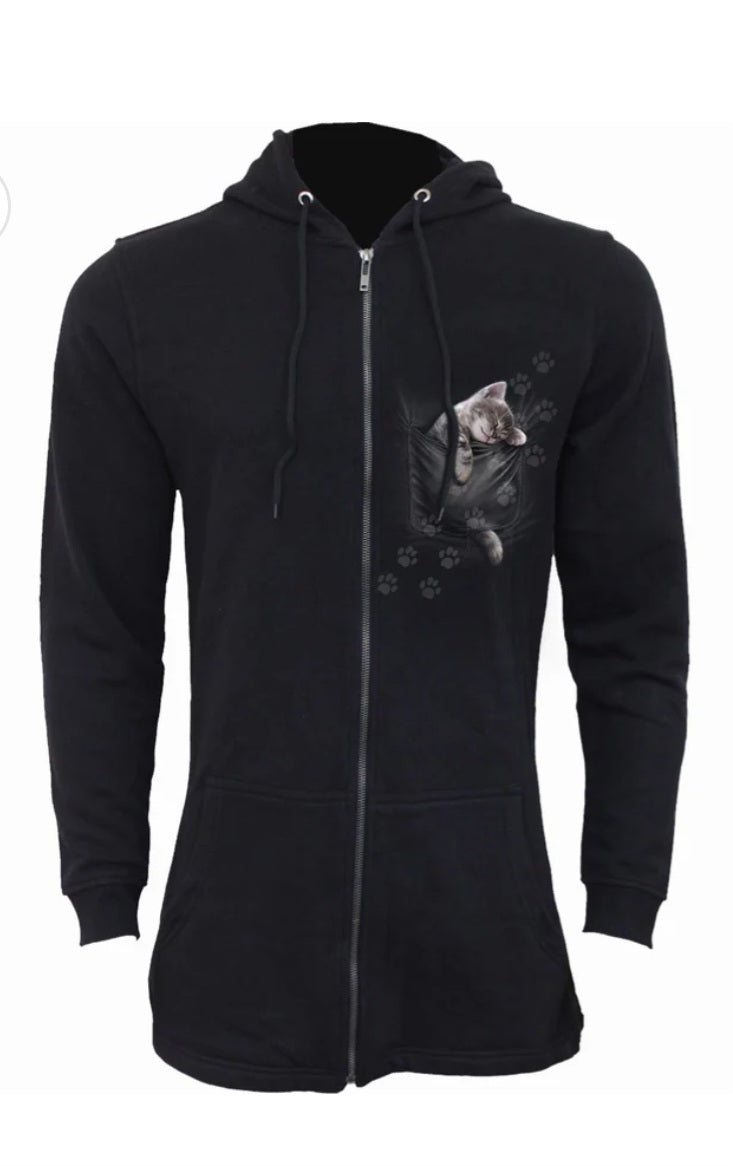 Spiral Pocket Kitten Ladies Hoody SMALL