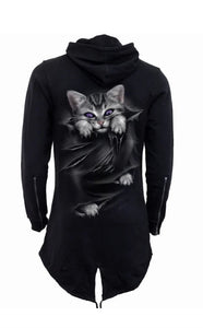 Spiral Pocket Kitten Ladies Hoody SMALL