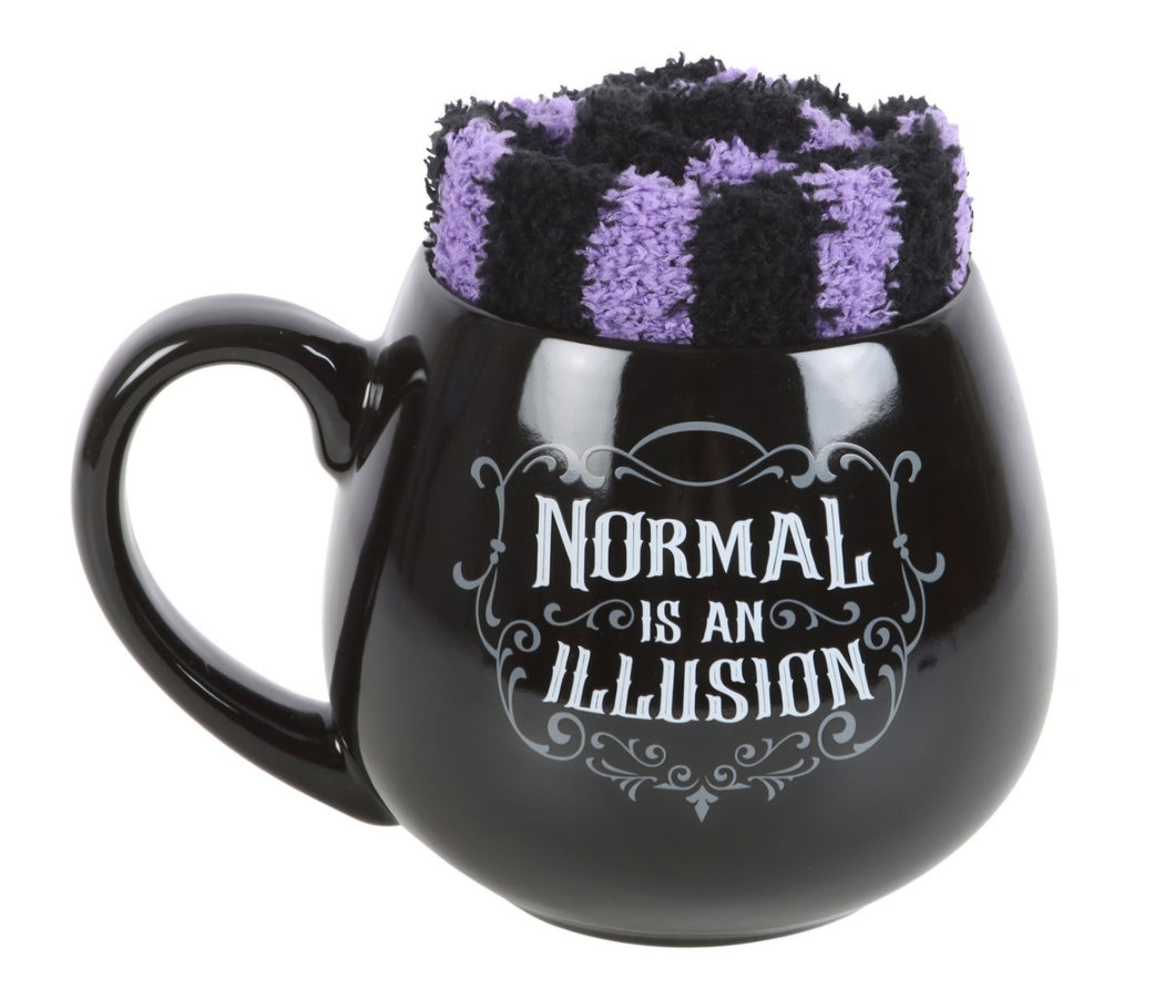 Normal is an Illusion Gothic Mug and Socks Set