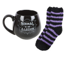 Load image into Gallery viewer, Normal is an Illusion Gothic Mug and Socks Set
