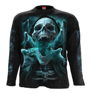 Spiral Ghost Skull Long Sleeved T Shirt