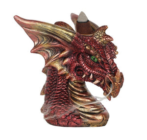 Small red dragon head backflow incense burner